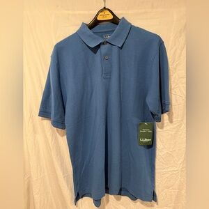 NWT L.L. Bean Men's Premium Double LL Classic Blue Polo